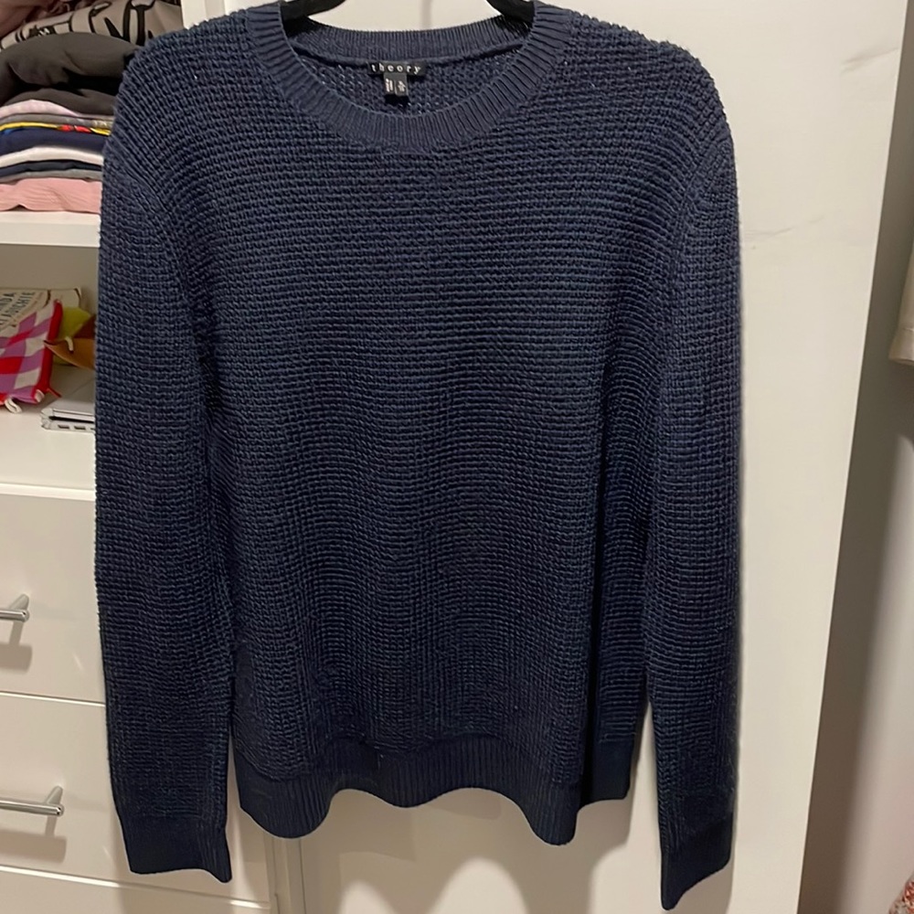 Theory Navy Wool Knit Pullover Sweater